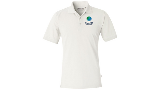 Polo - Men's Short Sleeve - White - Sachs Realty Imprint Front