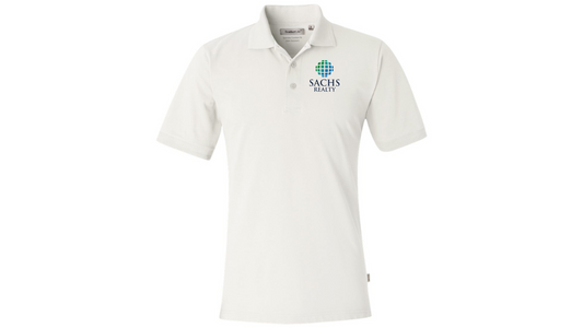 Polo - Men's Short Sleeve - White - Sachs Realty Imprint Front and Back